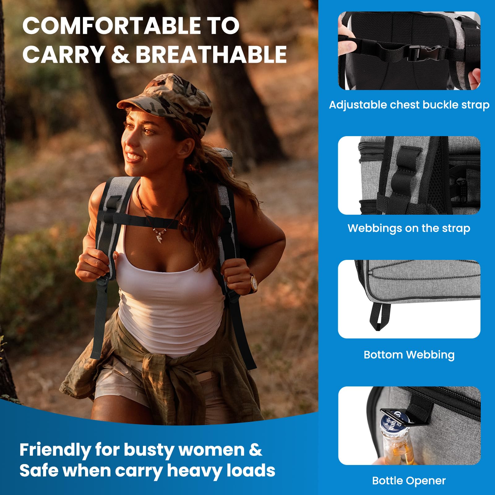 ADDIMOR side pockets hold bottles and essentials for convenient outings