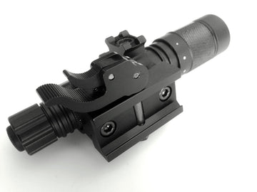 Ade Advanced Optics hunting flashlight with quick-release mount enables rapid attachment.