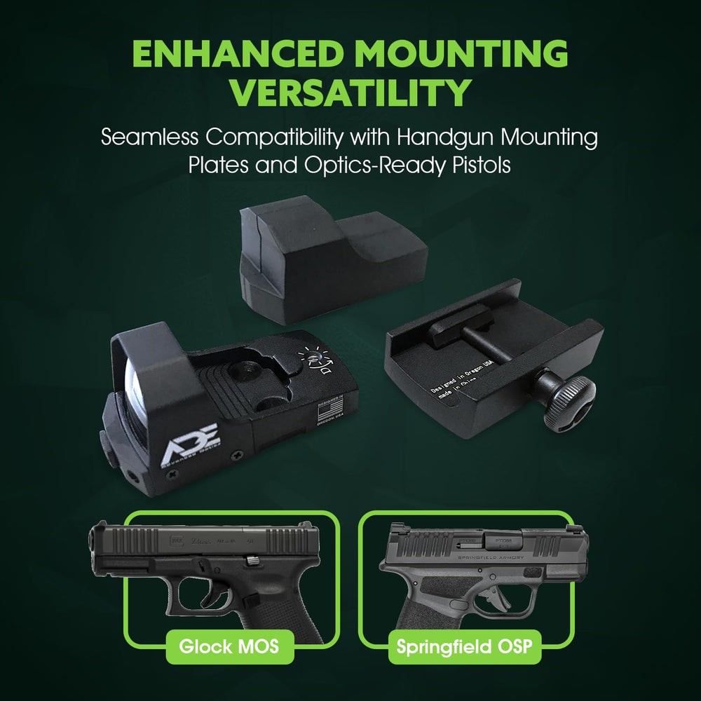 Ade Advanced Optics Huracan blue dot fits optics-ready platforms like Glock OSP