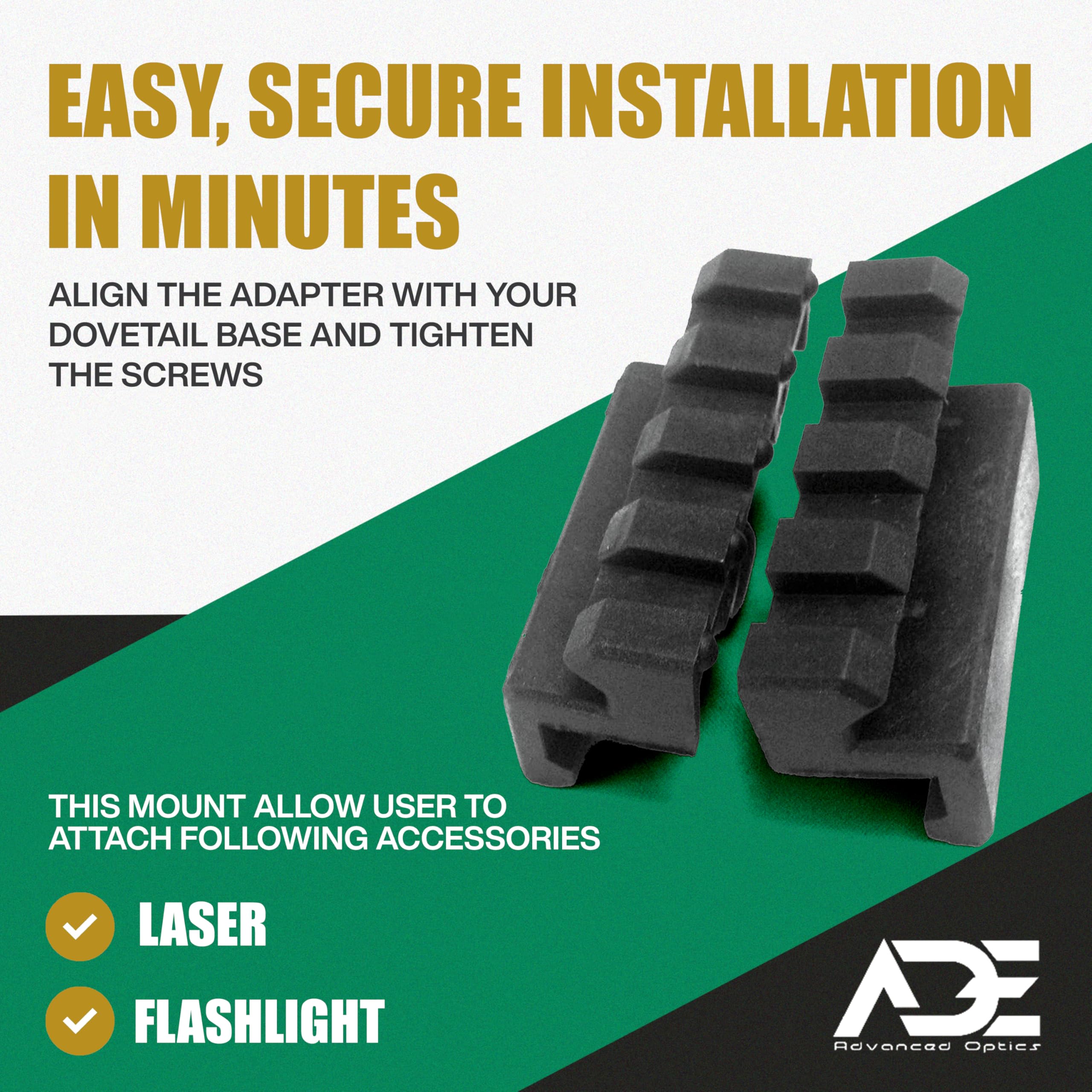 Ade Advanced Optics steel screws and wrench included for quick secure installation.