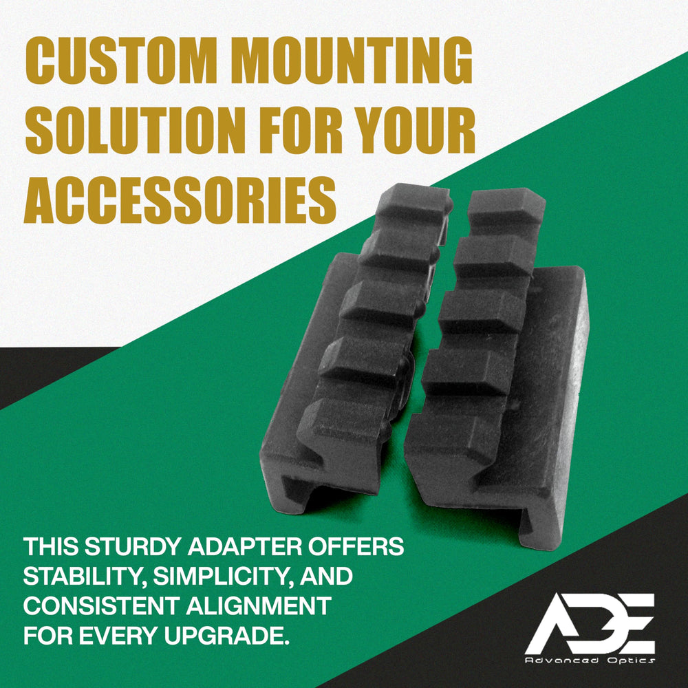 Ade Advanced Optics rail adapter side profile shows compact, durable polymer build.
