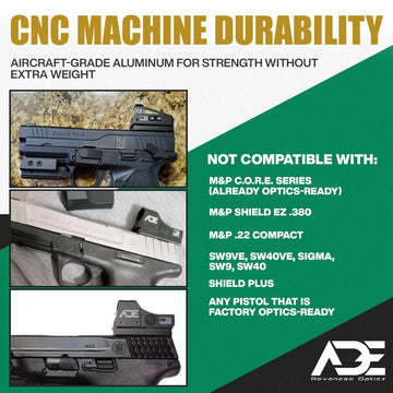 ADE Advanced Optics tactical plate aluminum construction emphasizes durability and light weight.