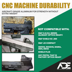 ADE Advanced Optics tactical plate aluminum construction emphasizes durability and light weight.