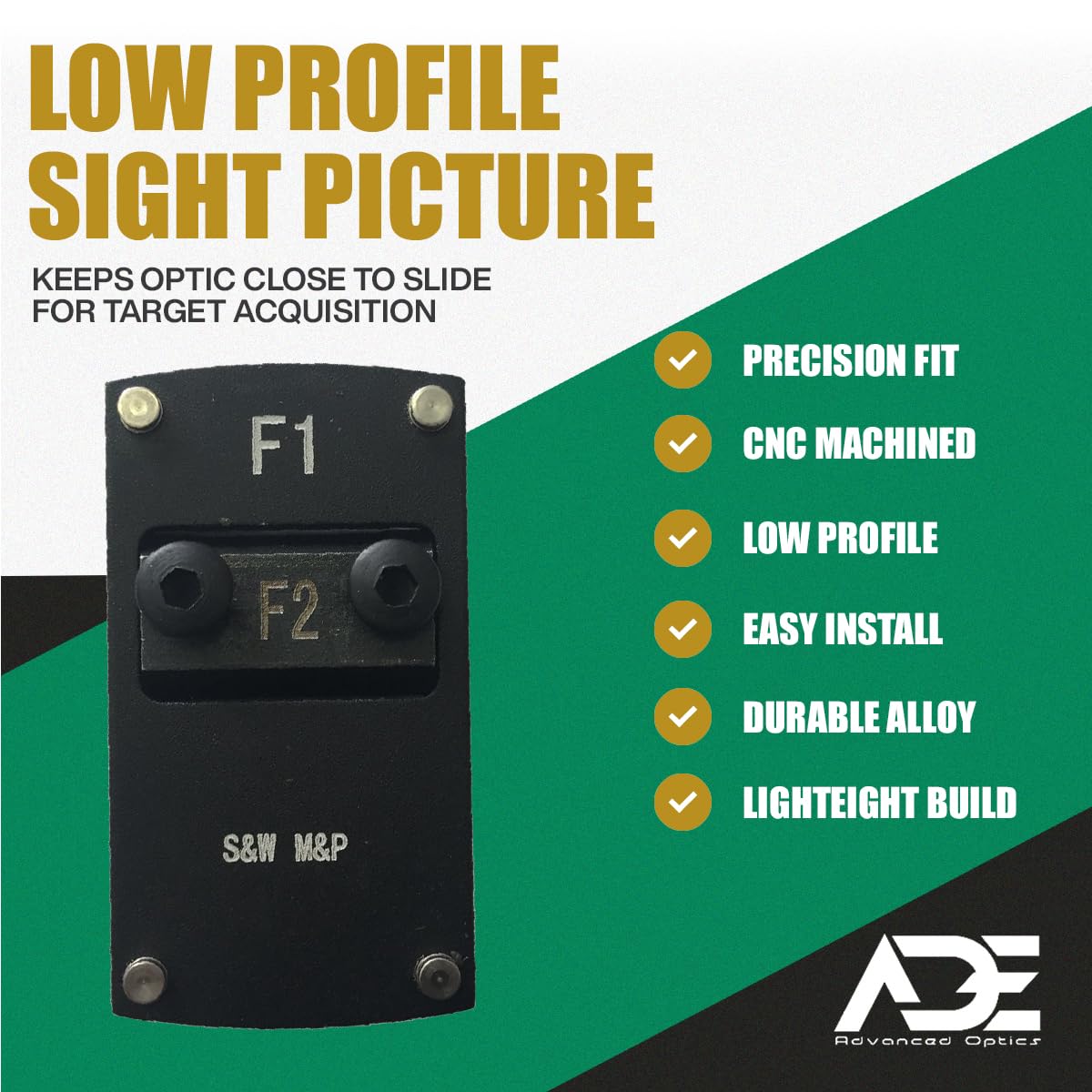 ADE Advanced Optics tactical plate multi-model fit confirms broad pistol compatibility.