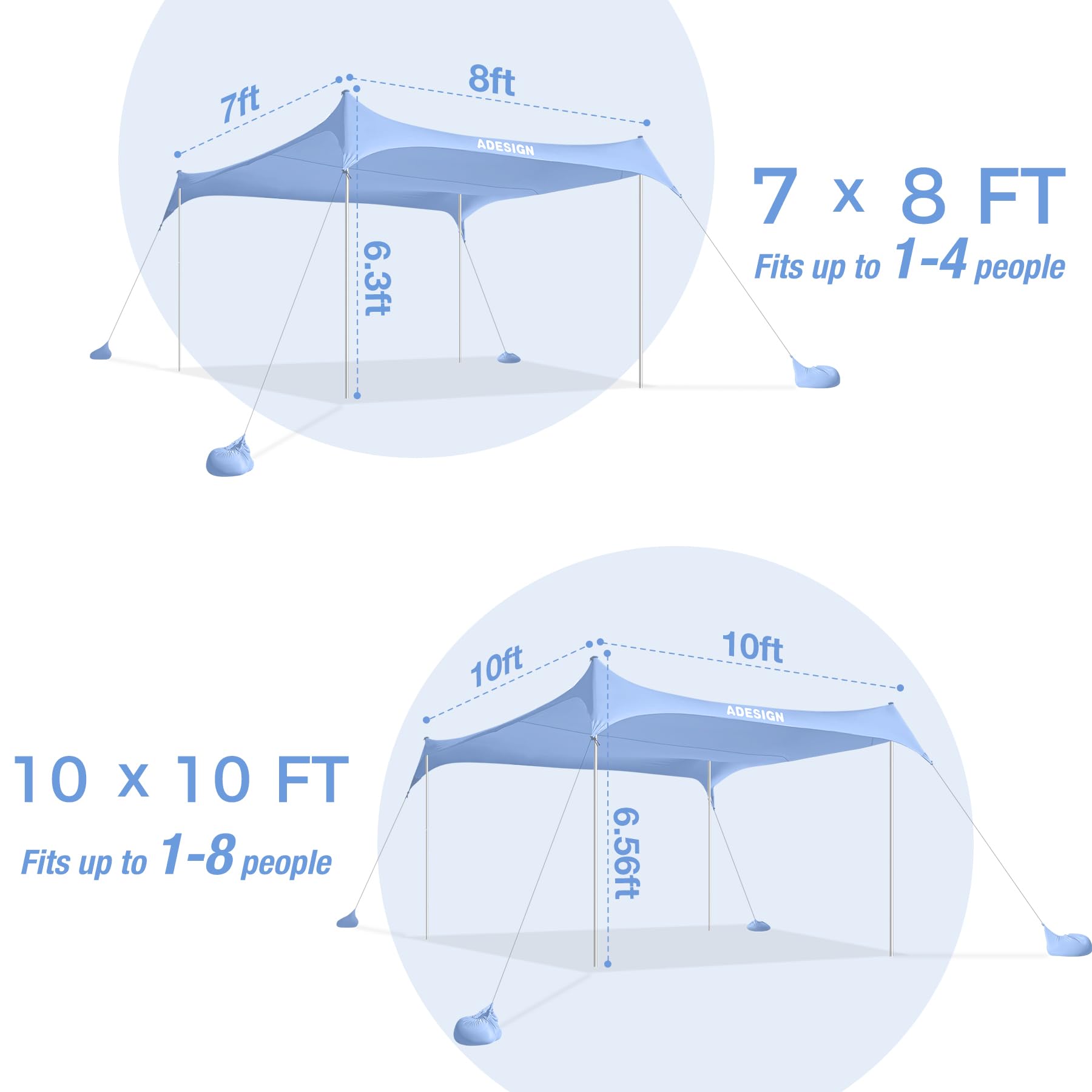 ADesign quick-setup beach tent with setup diagram simplifies assembly.