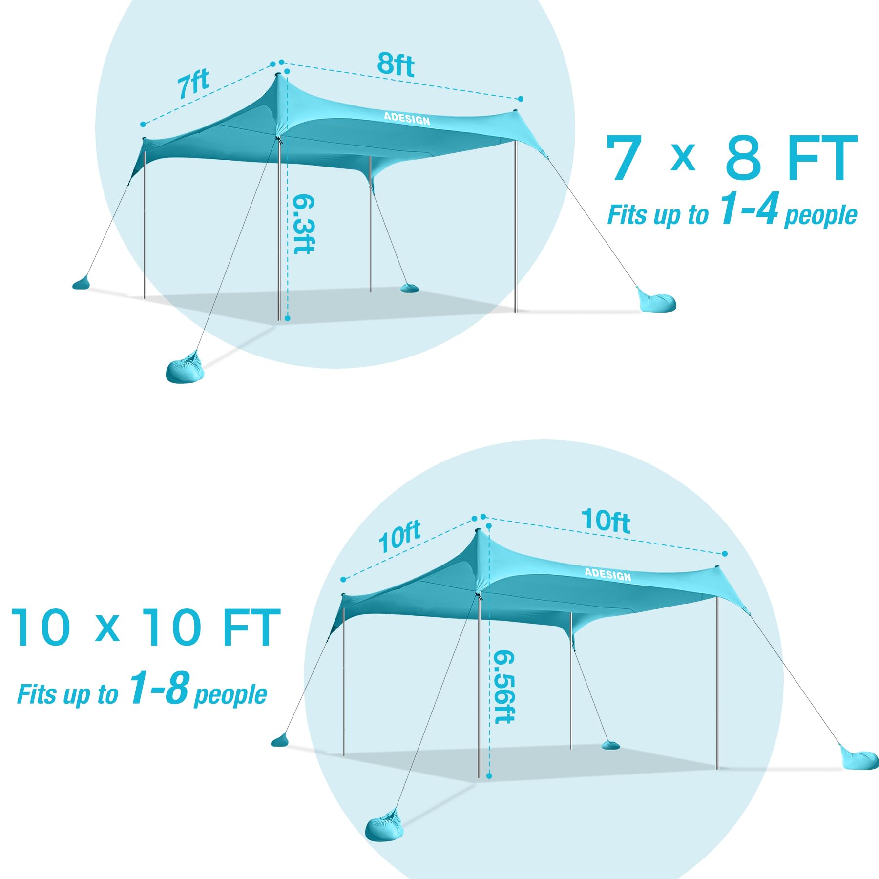 ADesign spacious 7x8ft beach canopy ready for groups.