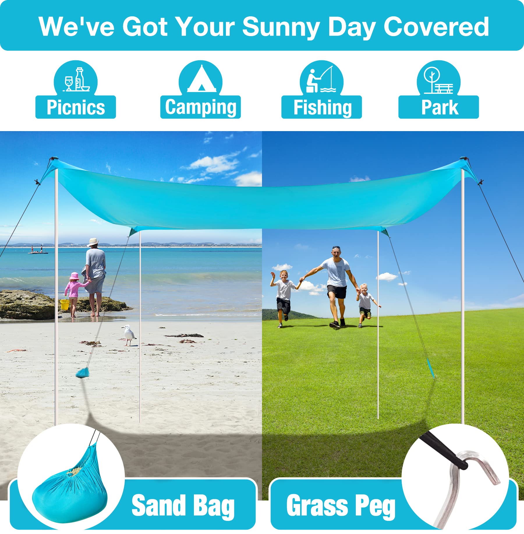 ADesign wind-resistance with 8 sandbags keeps canopy stable.