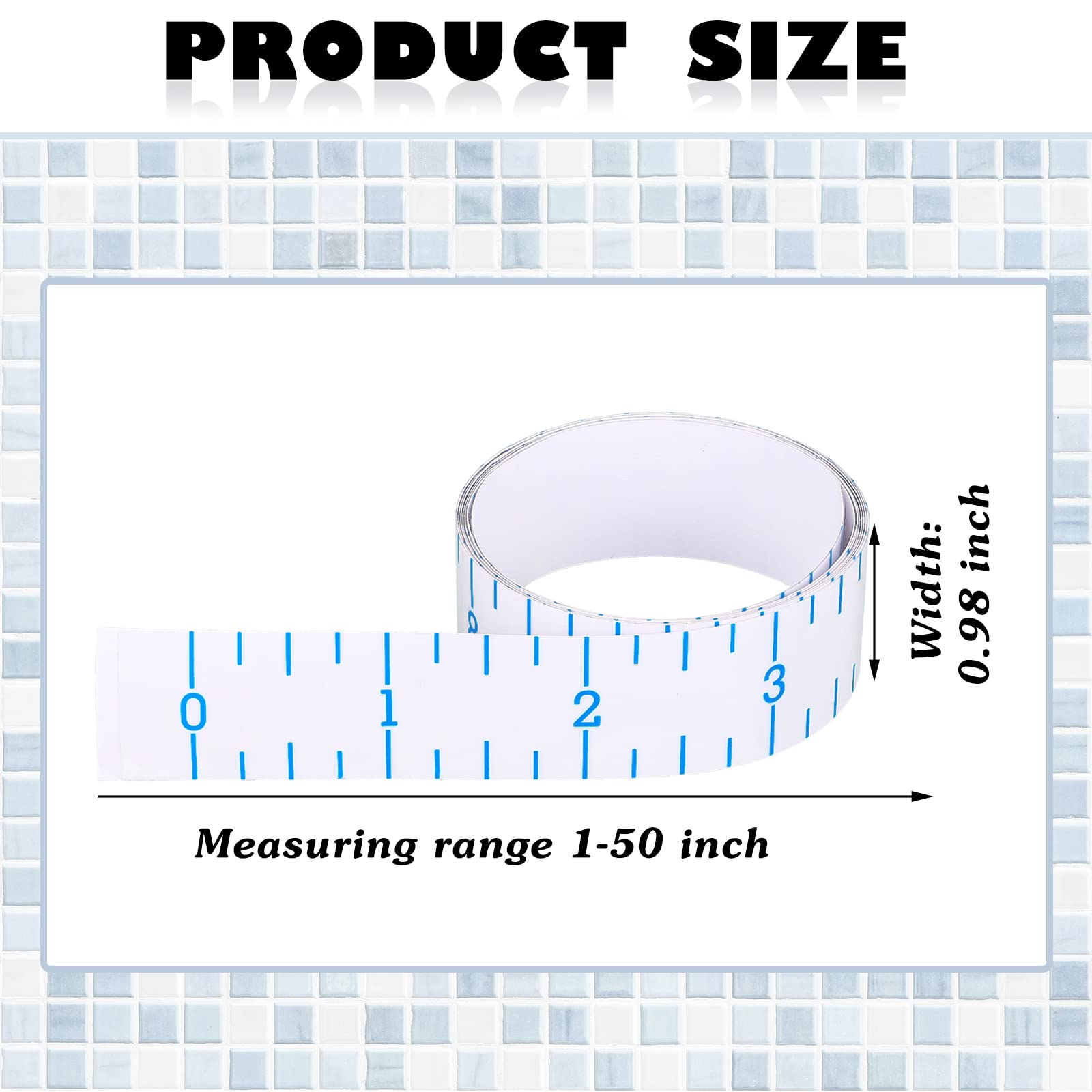 Transparent waterproof 50-inch fish ruler tape with self-adhesive back