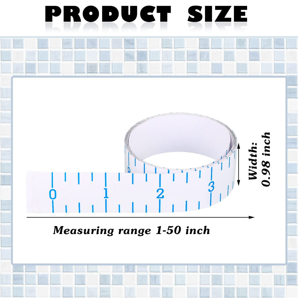 Transparent waterproof 50-inch fish ruler tape with self-adhesive back