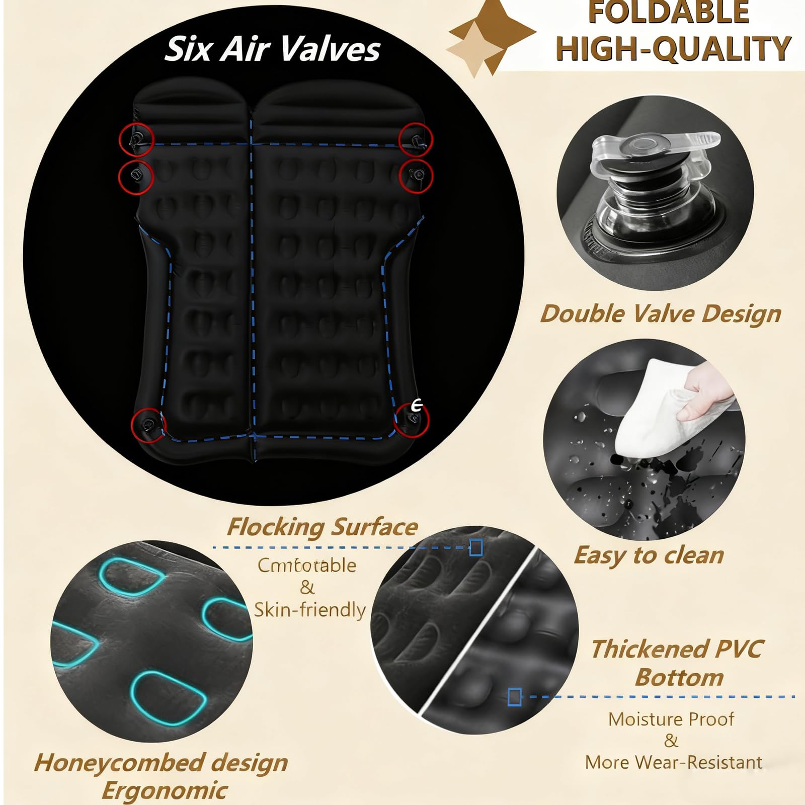 Adirigo car air mattress placed on backseat during road trip for cozy rest.