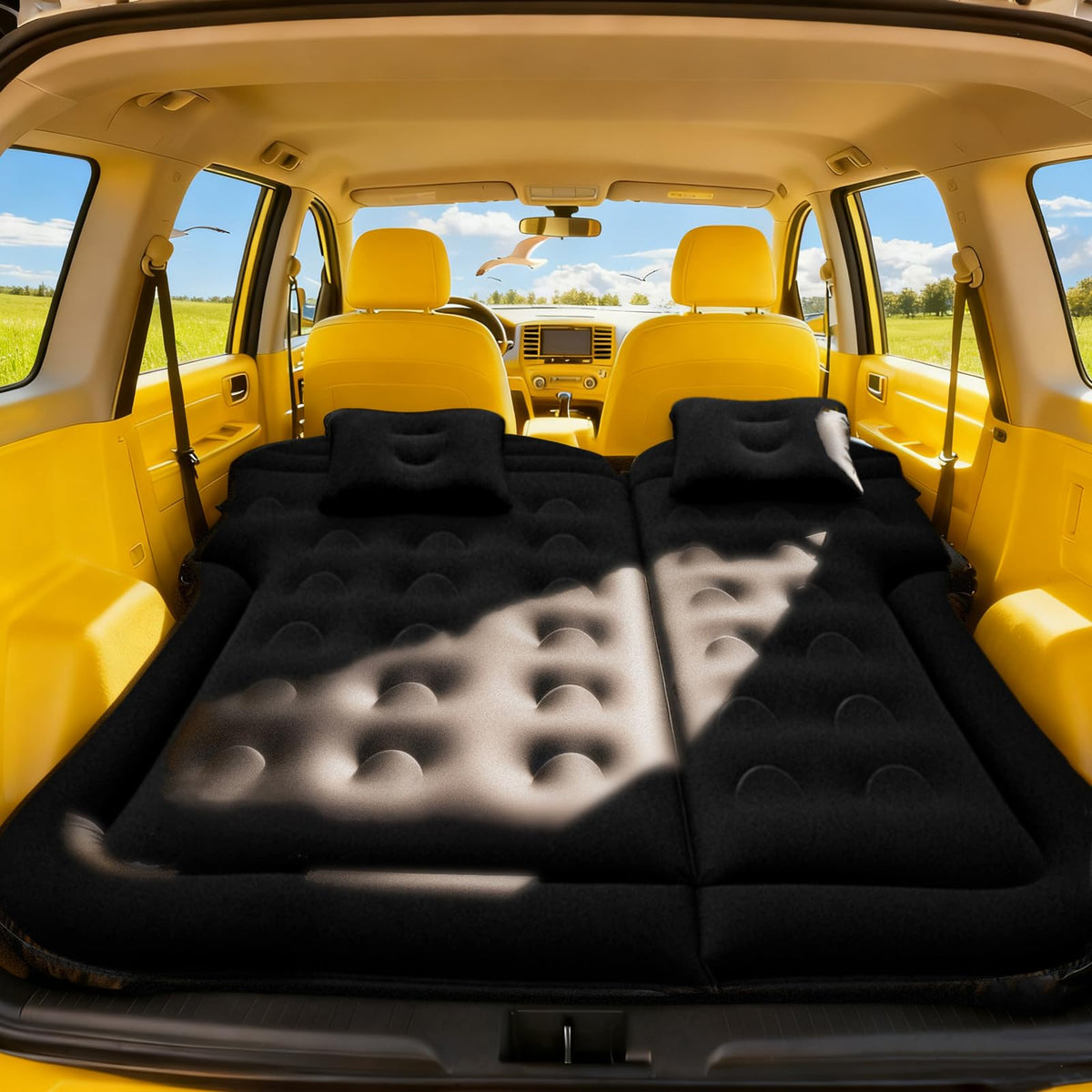 Adirigo car air mattress packed neatly in a carry bag for portable travel comfort.