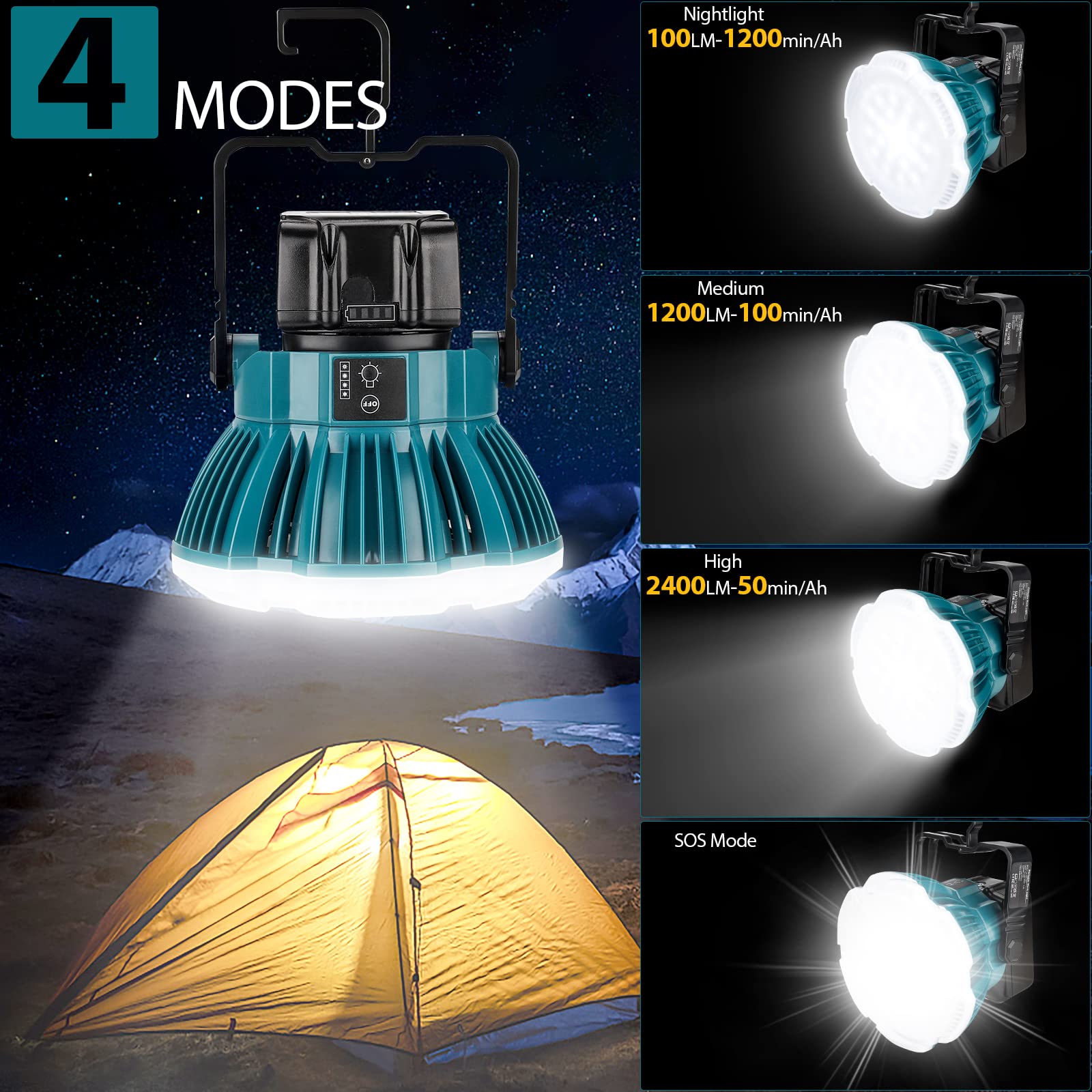 Adisipsoarin lantern-hanging-hook enables hands-free setup in camps, trucks, or garages.