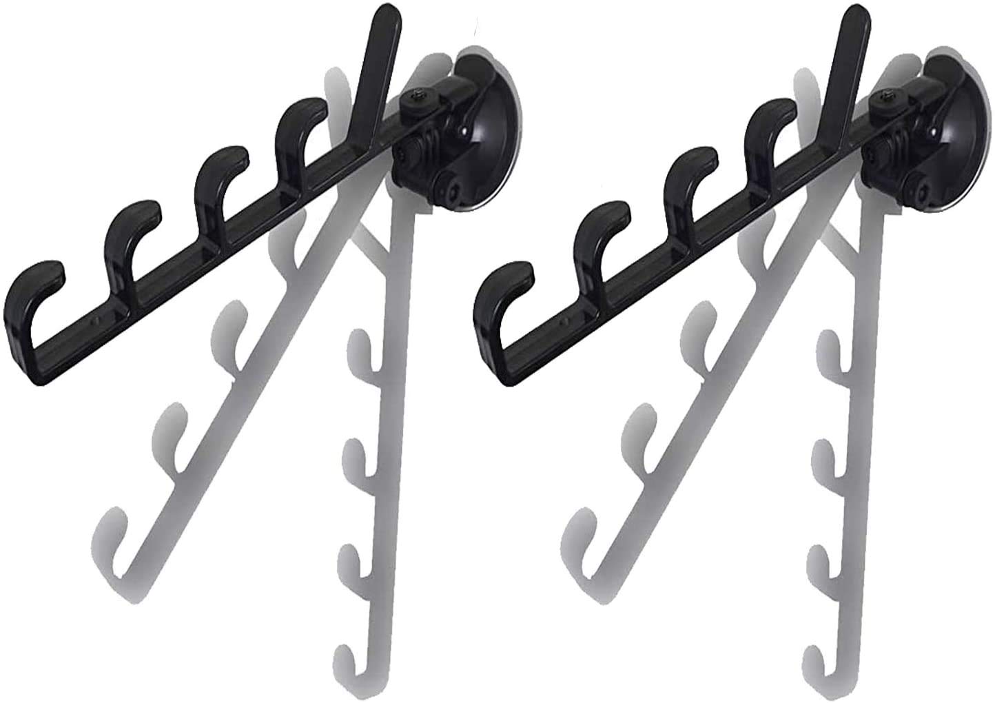 Adjustable fishing pole rack mounted on a vehicle using suction cups