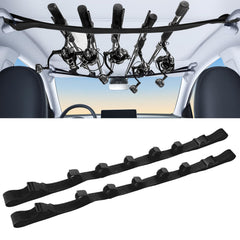 Two-pack adjustable fishing rod holder for car rack – assembly close-up