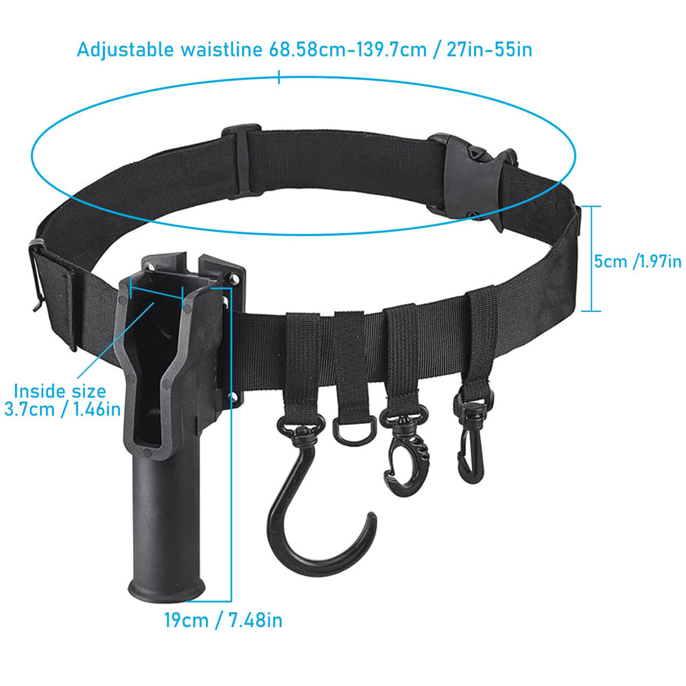 Angler wearing belt with rod holder at the waist