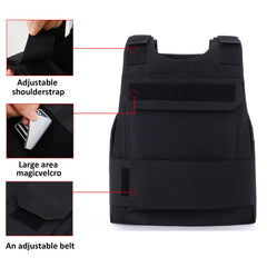 Adjustable tactical vest showing waist and shoulder straps