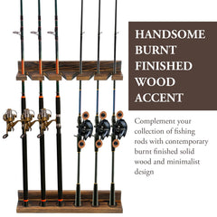 Adjustable vertical fishing pole rack mounted on wall