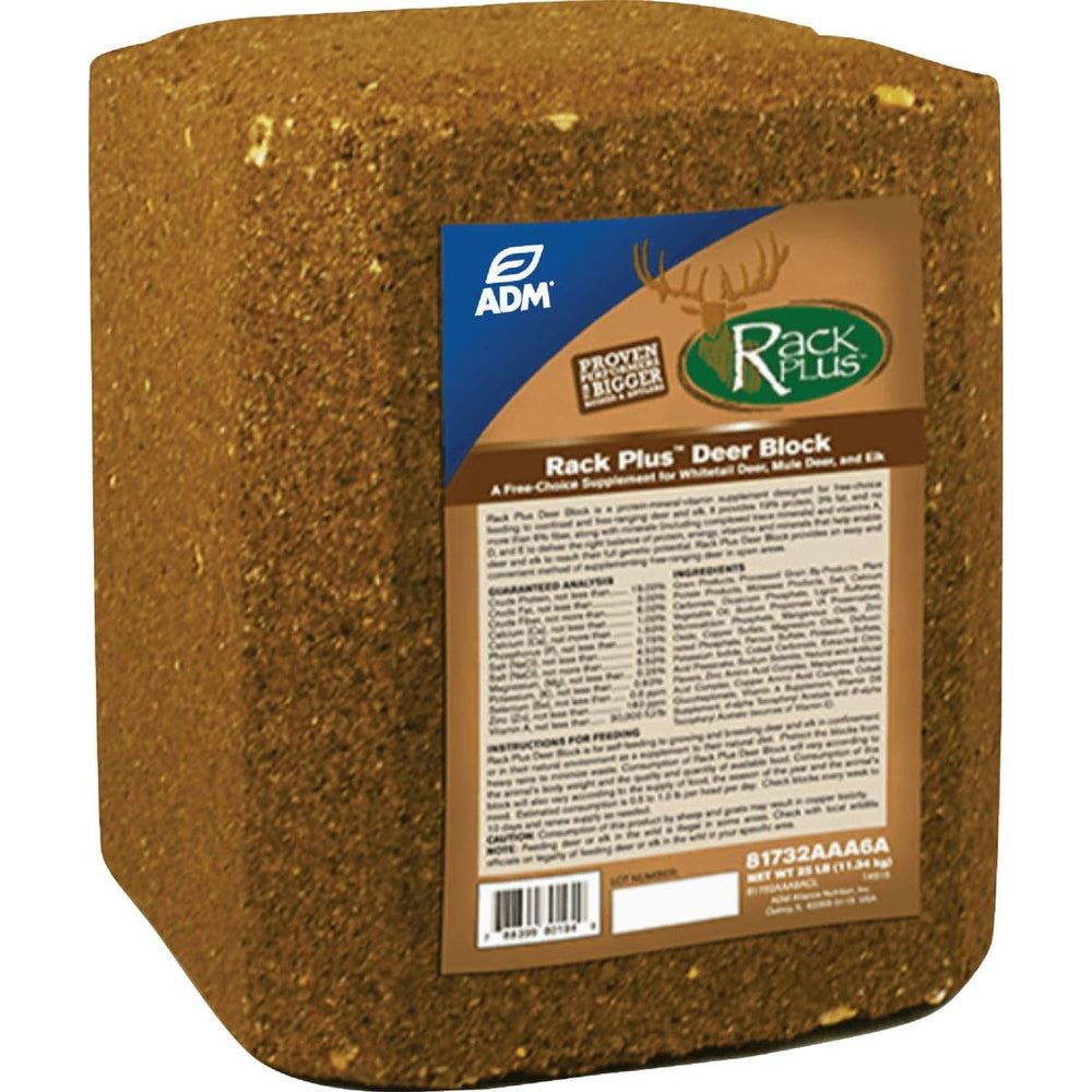 ADM Animal Nutrition deer-elk block in a feeder supports free-choice nutrition for deer and elk