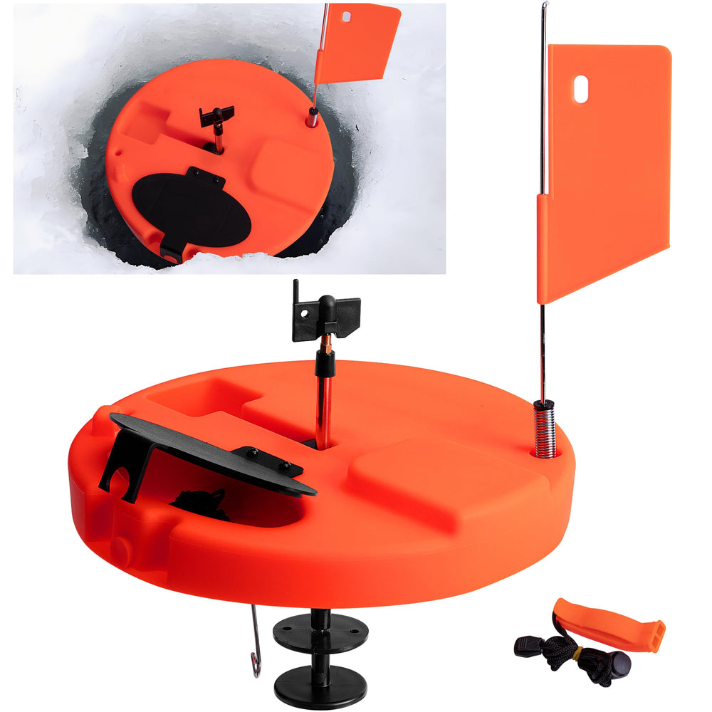Adnee ice fishing tip-up 10-5 inch shows compact coverage for a 10-inch hole