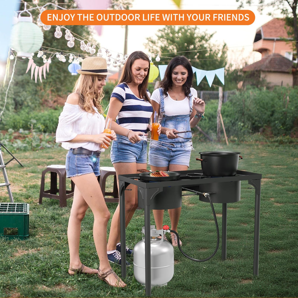 ADREAK 2 burner stove independent-controls emphasize separate flame knobs for multitasking meals.