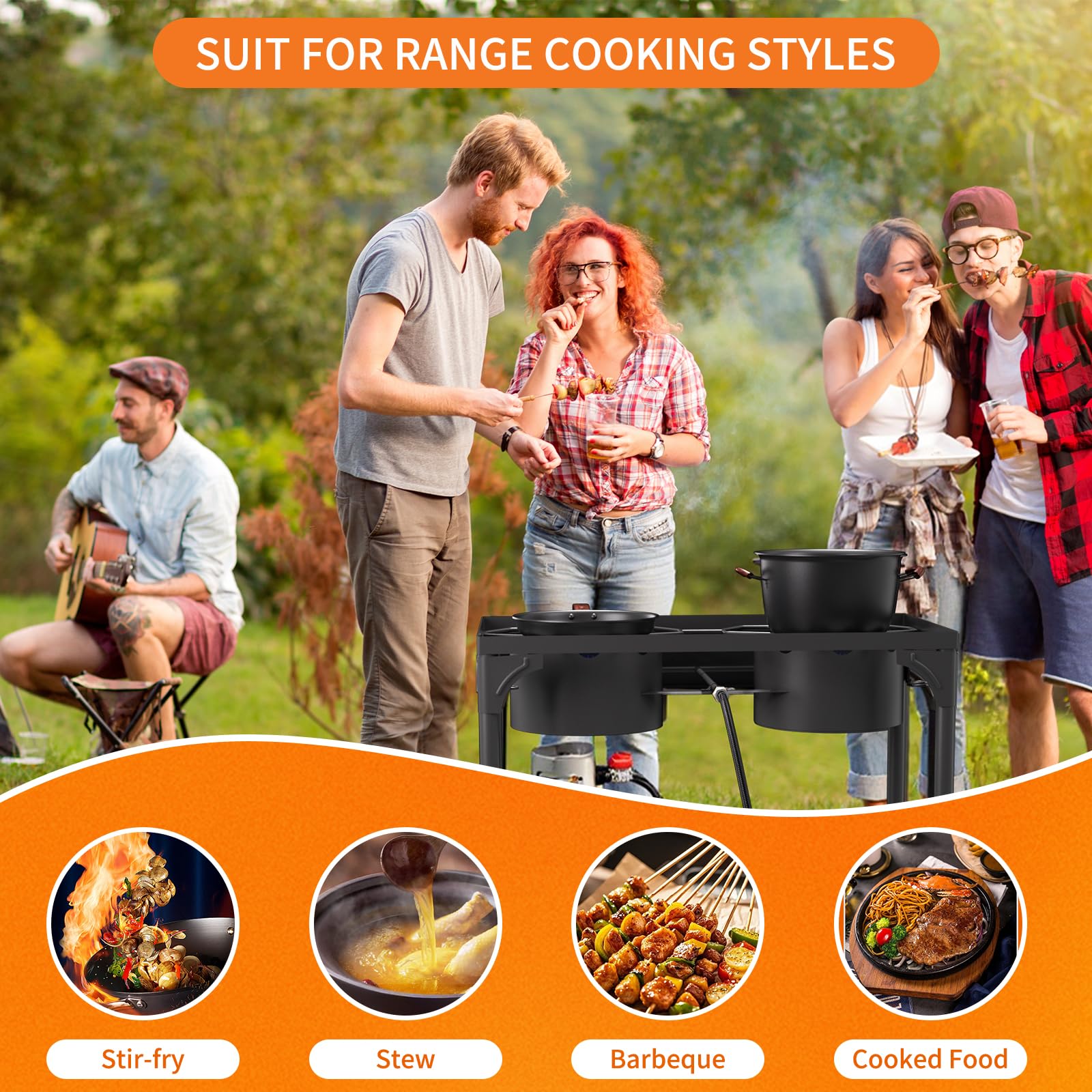 ADREAK 2 burner stove removable-legs facilitates portability and compact storage.