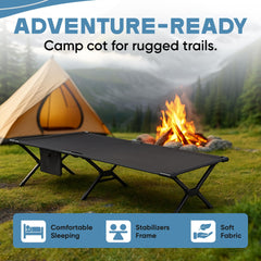 ADVANCAMP Ultralight Camping Cot setup in about 60 seconds proves fast, tool-free deployment.