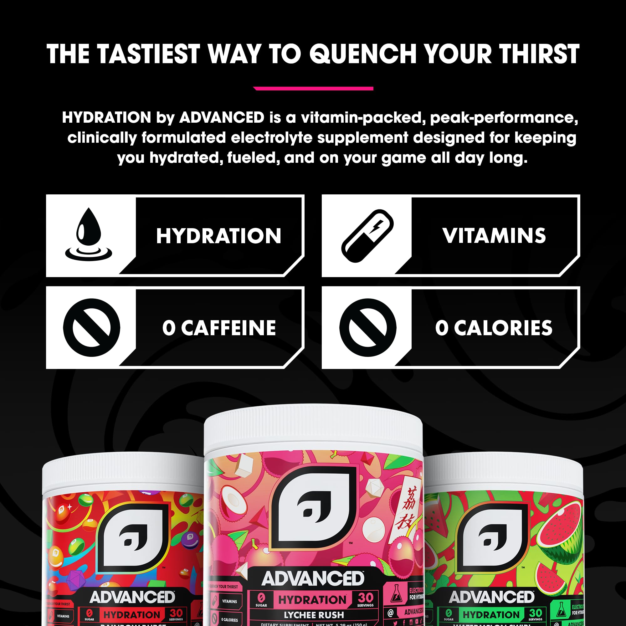 Dry mix sachet of Advanced Hydration Lychee Rush ready to dissolve.