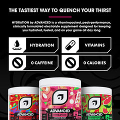 Dry mix sachet of Advanced Hydration Lychee Rush ready to dissolve.