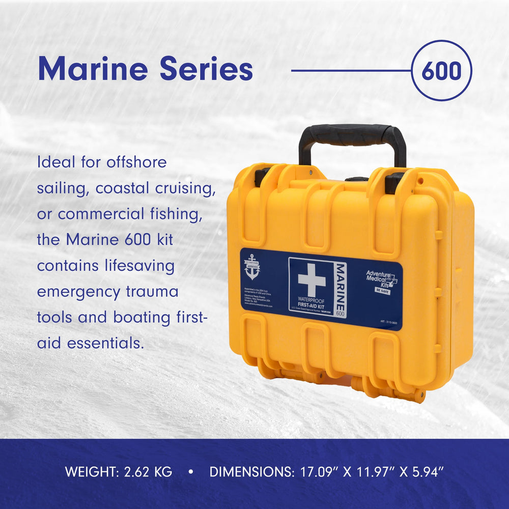 Adventure Medical Kits Marine Series Medical Kit 600 includes a marine medicine guide for on-boat scenarios.