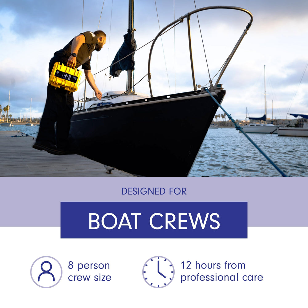 Adventure Medical Kits Marine Series Medical Kit 600 features a waterproof dry box protecting supplies.