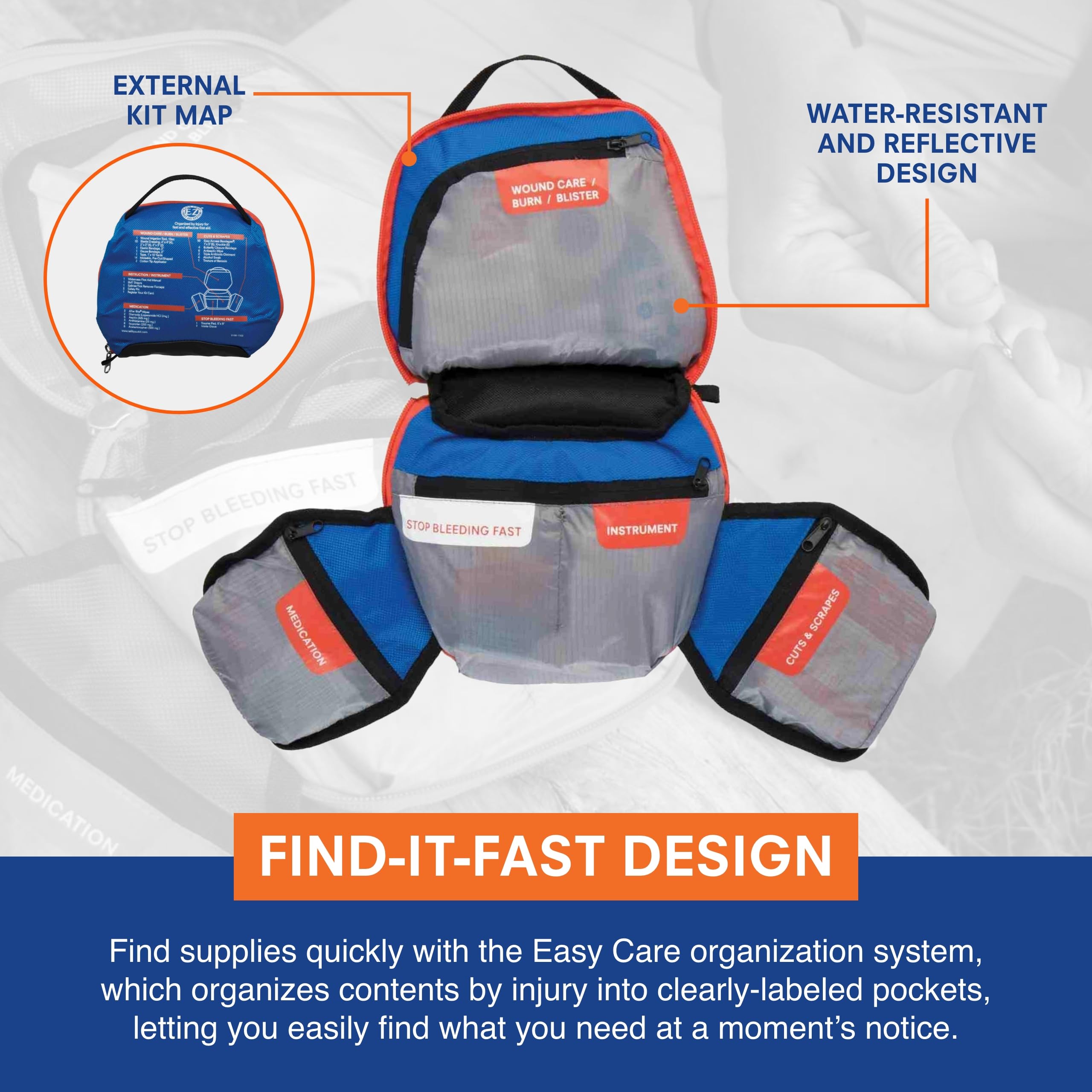 Adventure Medical Kits elastic bandage included for stabilizing injuries on the go.