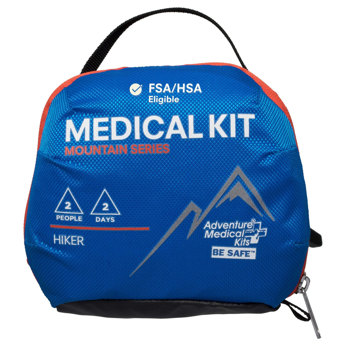 Adventure Medical Kits Mountain Series Hiker bag open with labeled pockets for quick access.