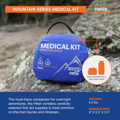 Adventure Medical Kits Mountain Series trauma pad highlighted for advanced wound management.