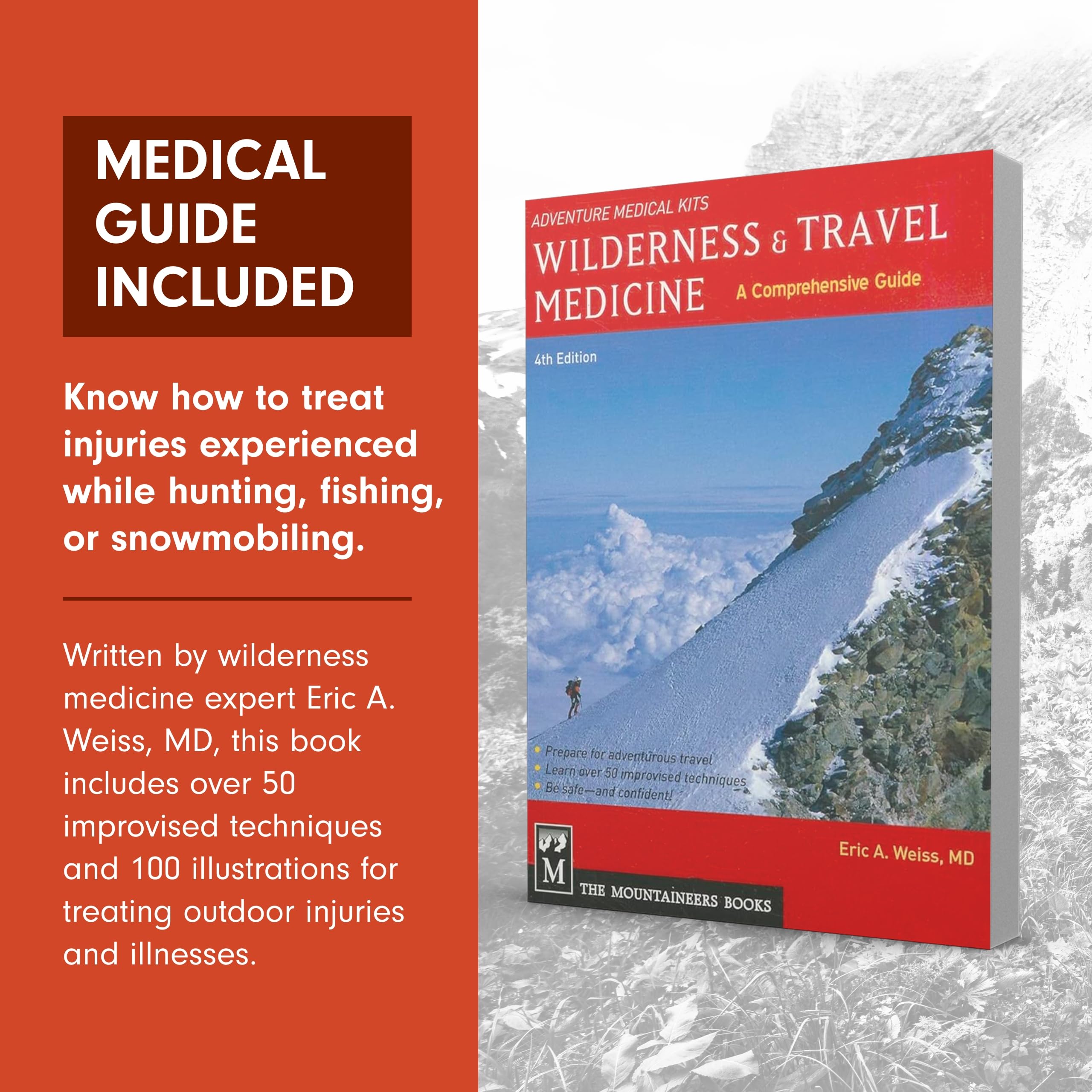 Adventure Medical Kits Sportsman 200 blood-control gear and bandages for outdoor emergencies.