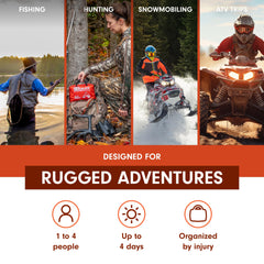 Adventure Medical Kits Sportsman 200 open inside highlights organized supplies for quick access.