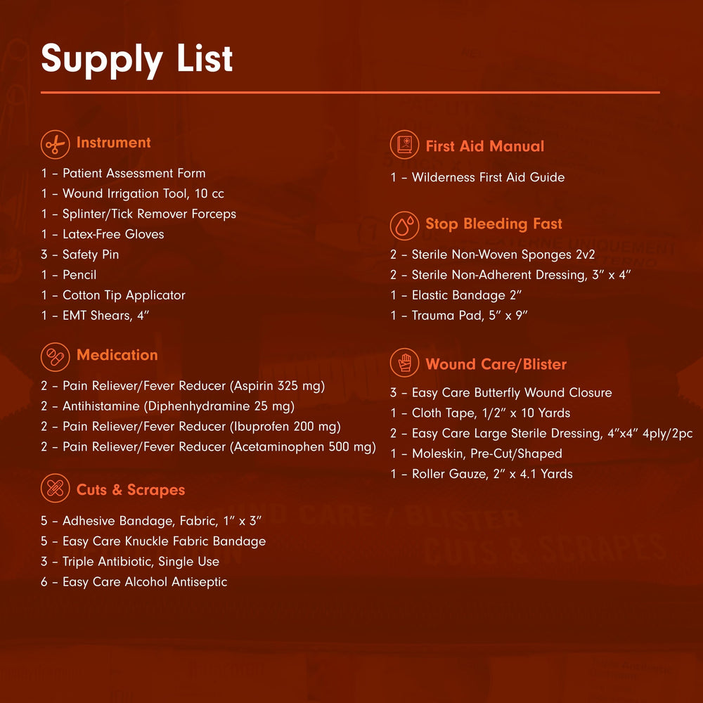 Adventure Medical Kits Sportsman 200 medical guide provides wilderness first aid knowledge.