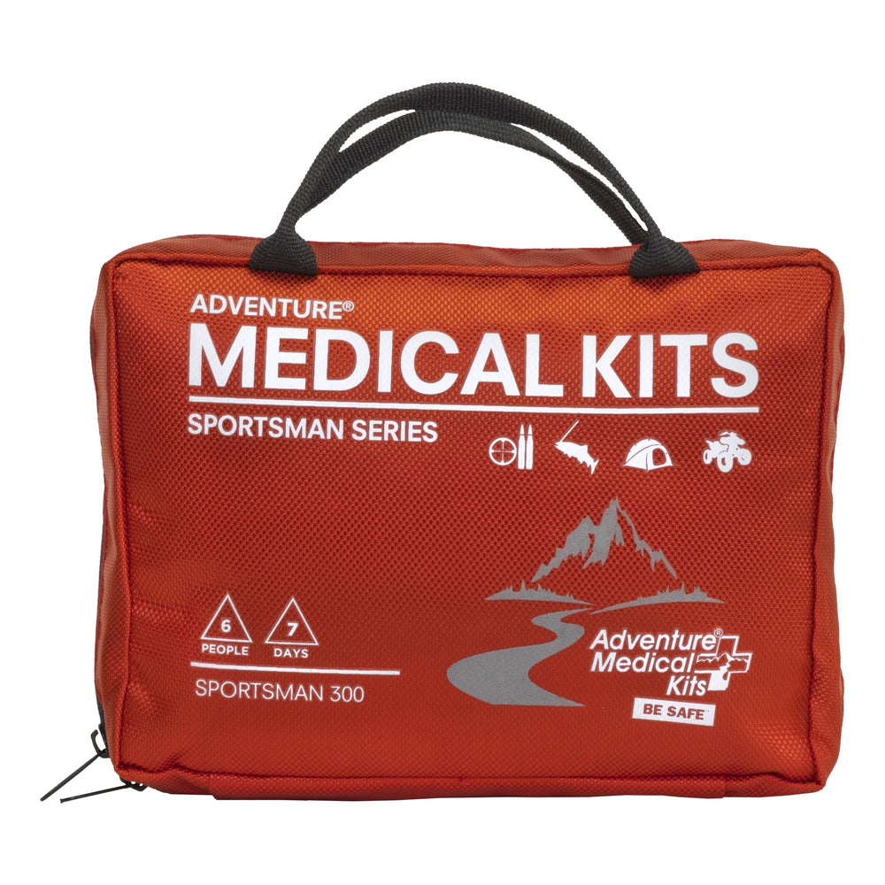 Adventure Medical Kits Sportsman 300 kit opened showing organized layout for quick access