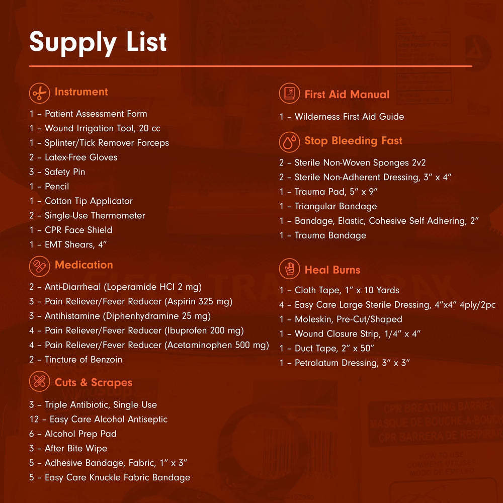 Wilderness first aid guide included with Sportsman 300 kit
