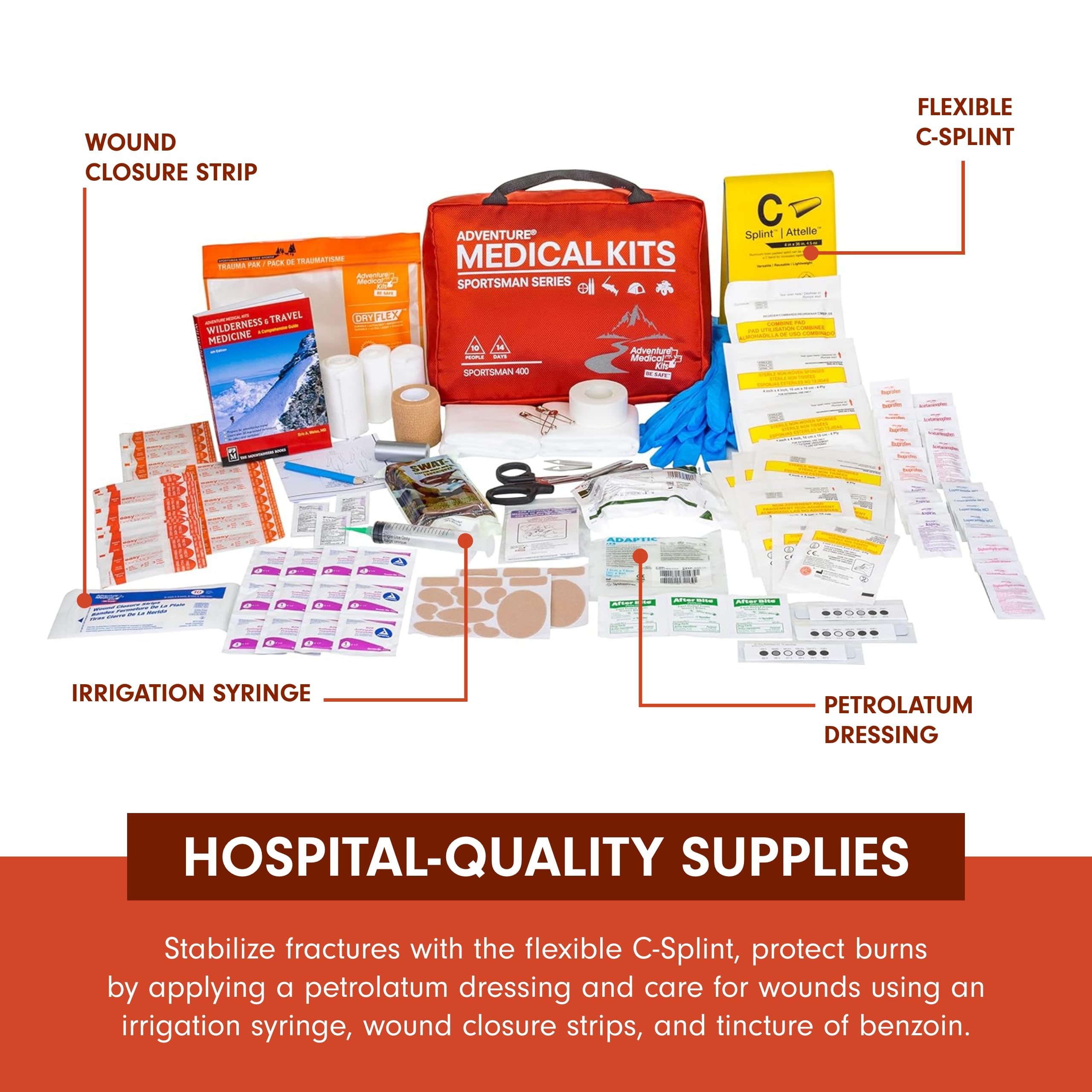 Waterproof bag protects medical supplies in rain, snow, and rugged outdoor conditions.