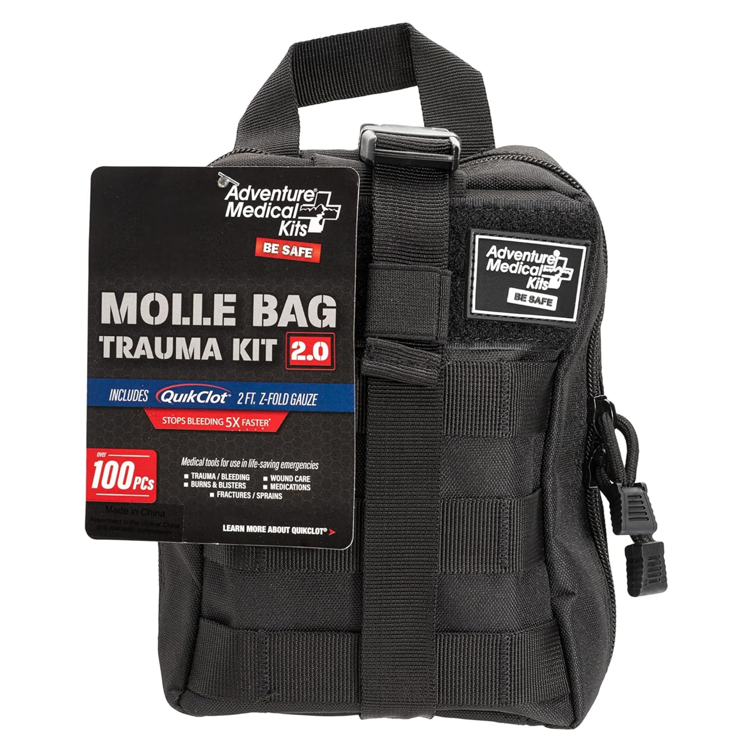 Adventure Medical Molle Bag Trauma Kit 2.0 front view demonstrates compact, grab-and-go design.