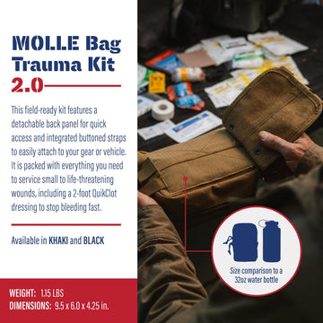 Adventure Medical Molle Bag Trauma Kit 2.0 open bag reveals accessible organization