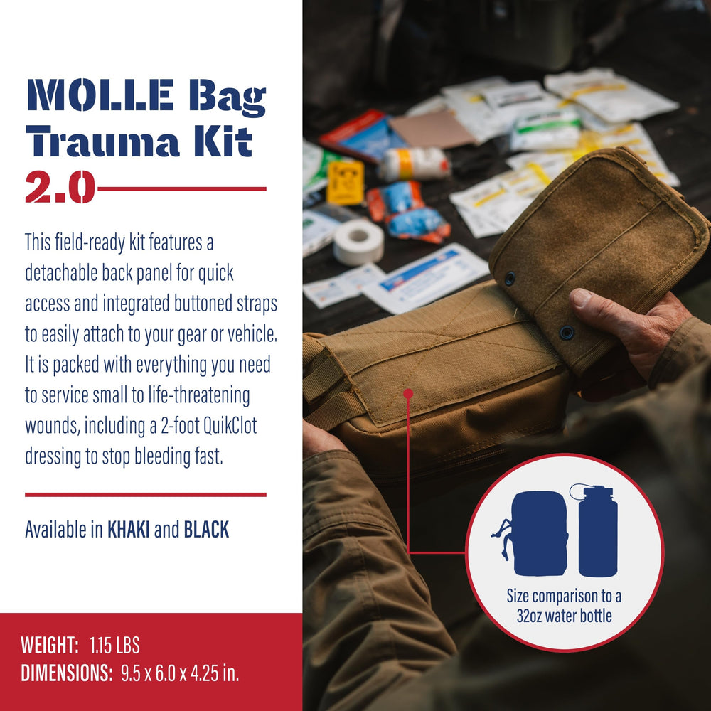 Adventure Medical Molle Bag Trauma Kit 2.0 open bag reveals accessible organization