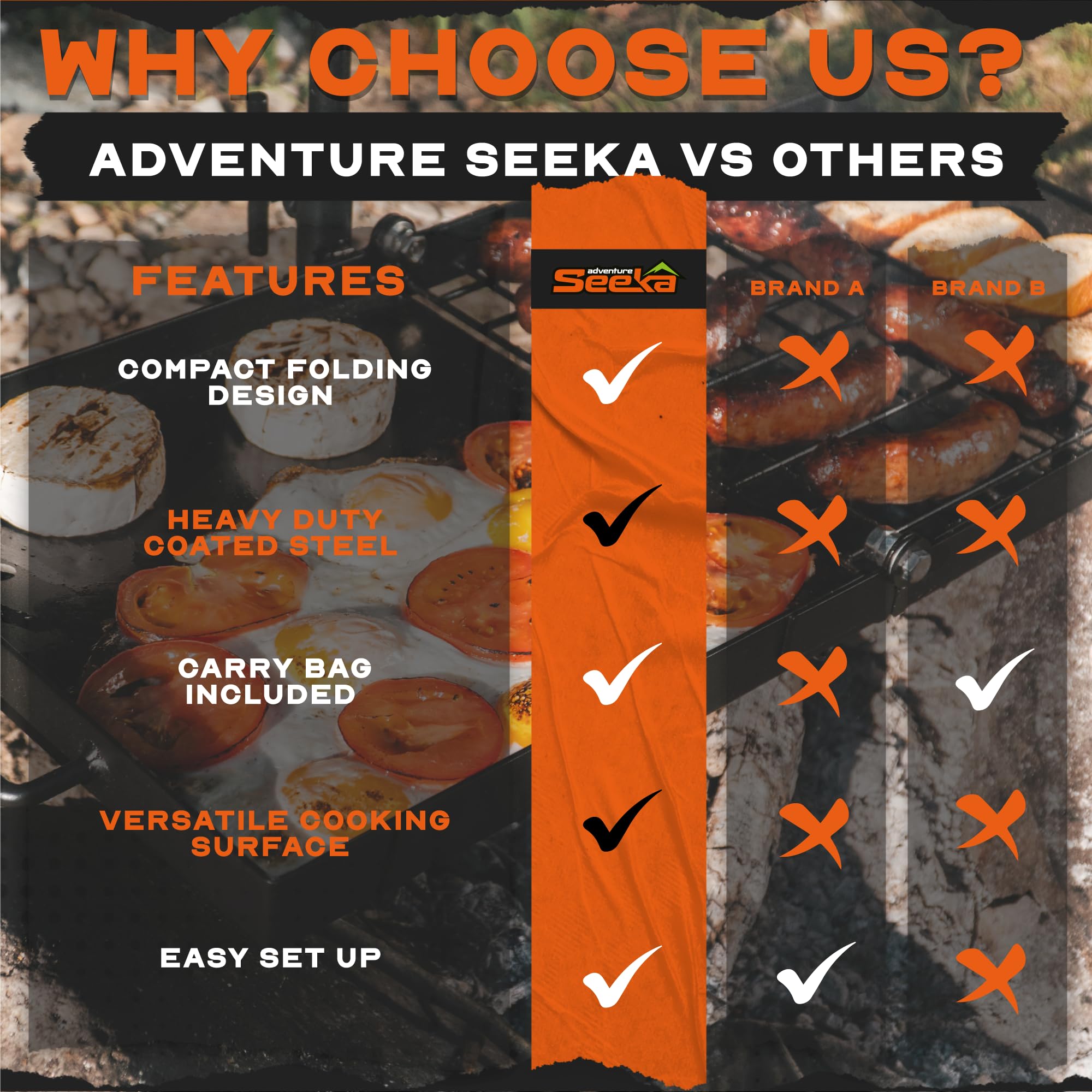 Adventure Seeka campfire setup keeps gear organized during trips