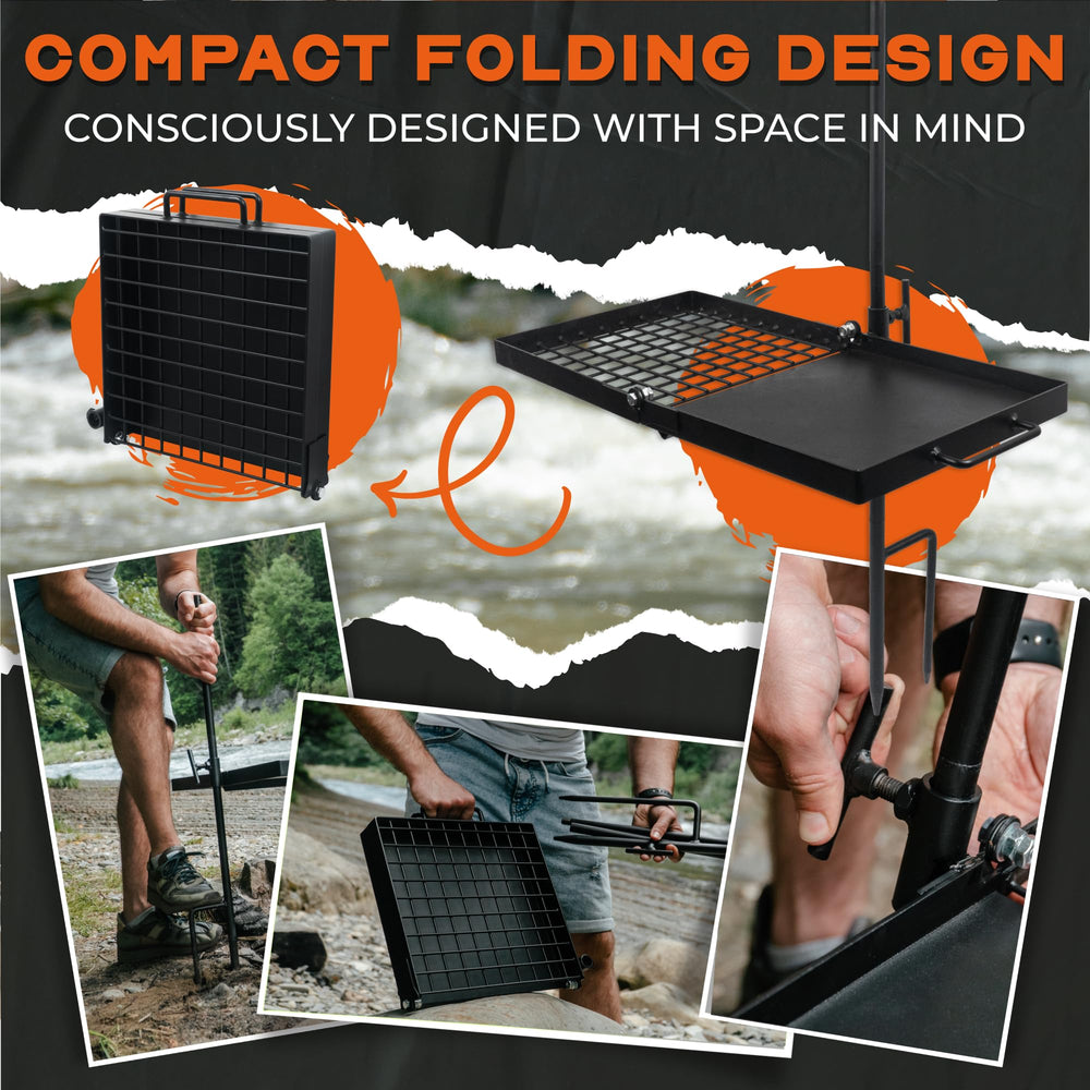 Adventure Seeka grate and griddle support versatile campfire meals