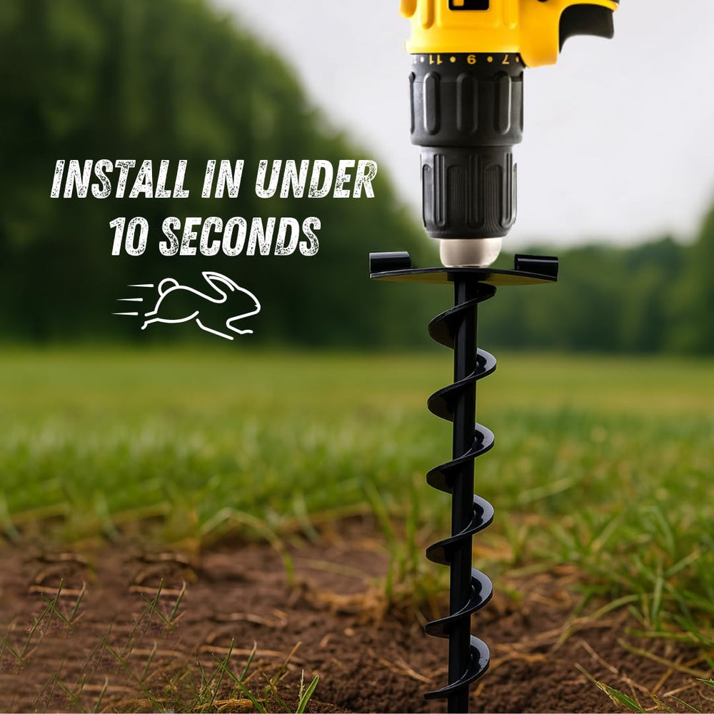 Adventure Seeka Ground Anchor with power driver enables quick installation.
