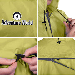 Adventure World Globotrekker back-extension extended demonstrates backpack coverage while trekking