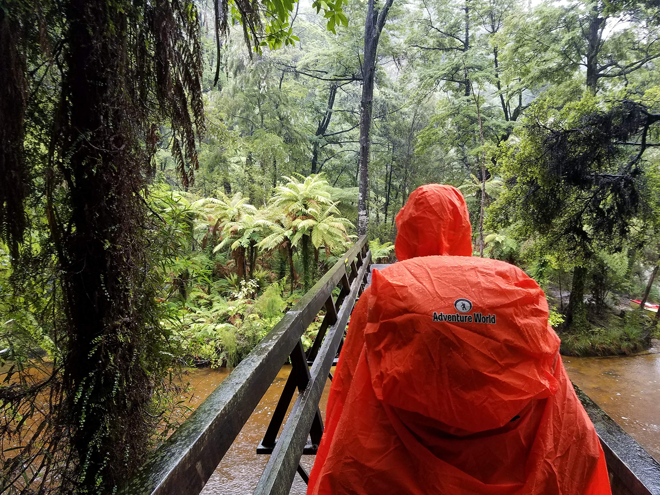 Adventure World Globotrekker backpack-cover-in-use protects gear in wet conditions