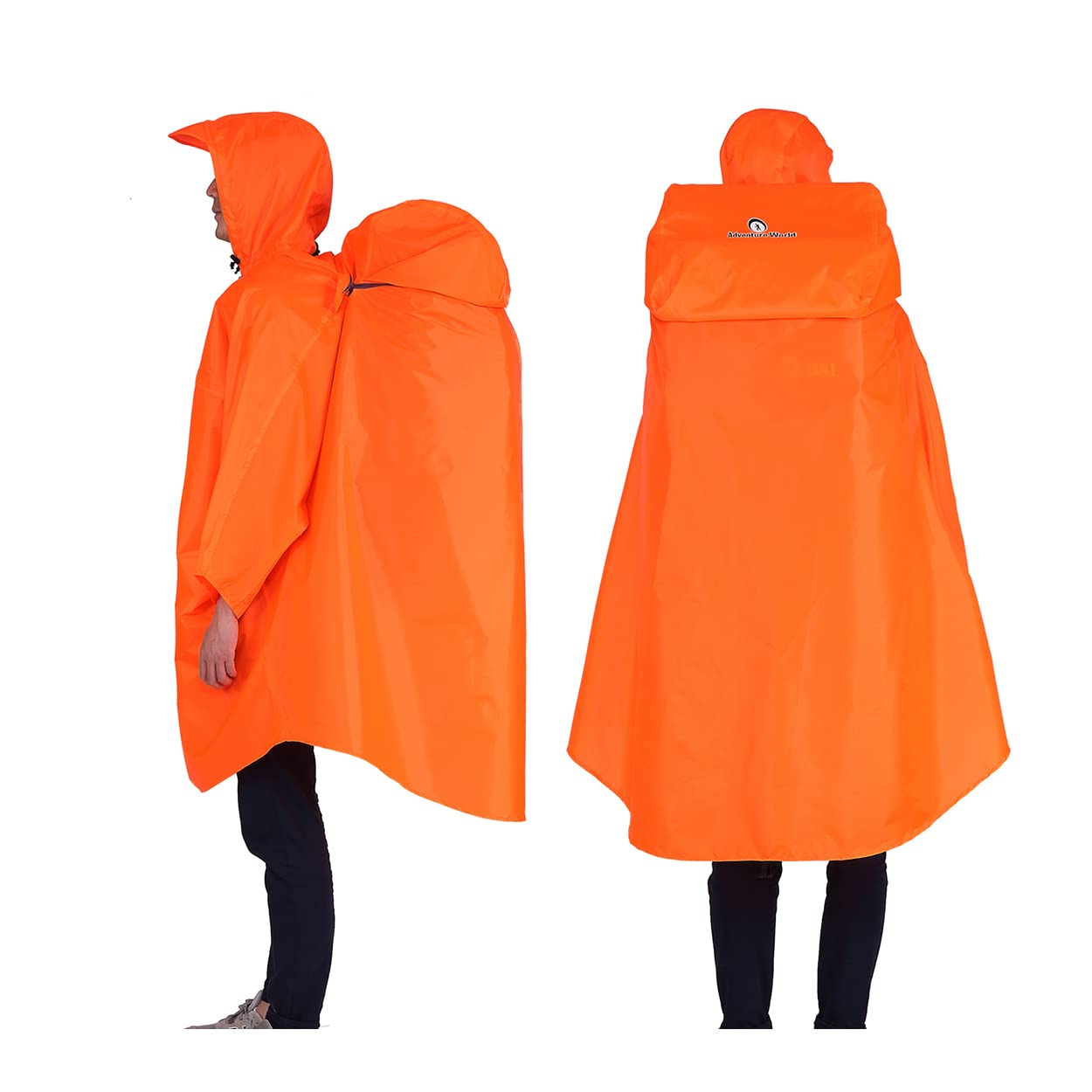 Adventure World Globotrekker hood with drawstring provides weather-ready rain protection.