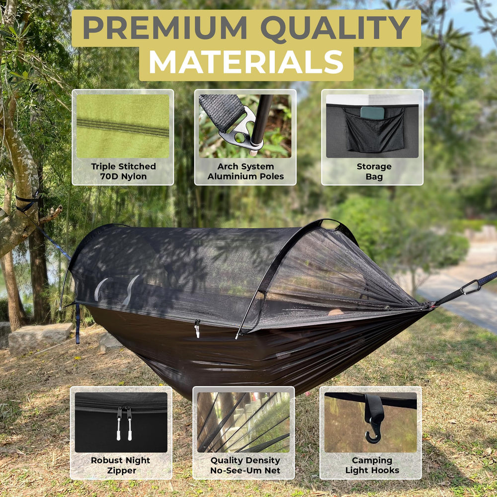 ADVOKAIR ultralight hammock packed in compact carry bag for backpacking.