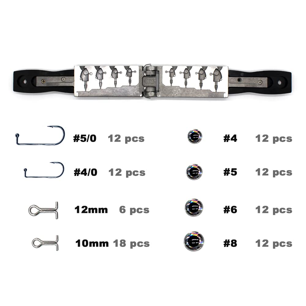 Black jig hooks included: size 5/0 and 4/0